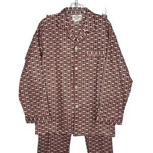 VINTAGE 80’s ‘Northwest‎ Territory’ 2pc. cotton PJ’s burgundy+grey size Medium
